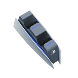 Wireless Charging Station with Dual Fast Charger Dock and LED Indicators (GRAY)