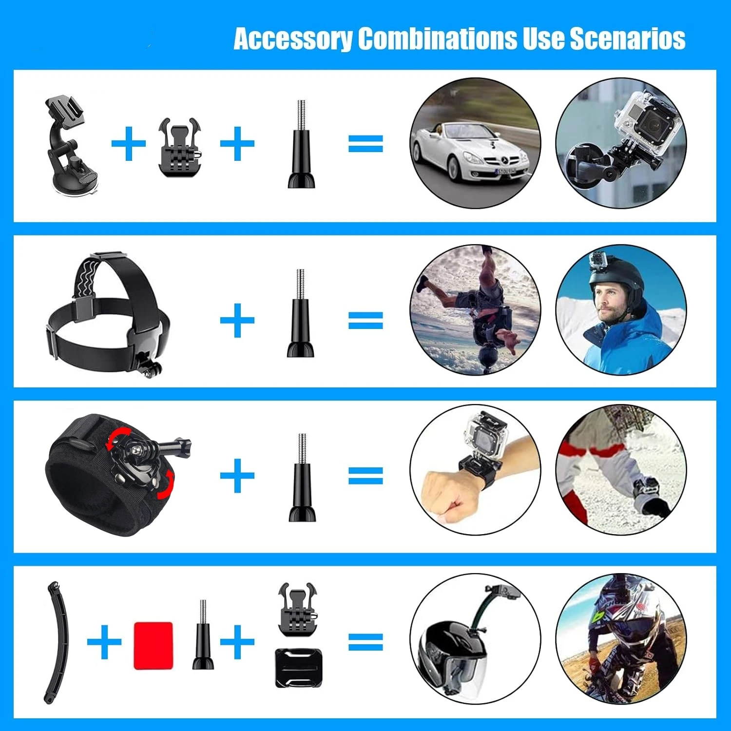 50 in 1 Action Camera Accessory Kit Sets for GoPro Hero 12/11/10/9/8/7/6/5/4 GoPro Max Insta360 AKASO DJI Osmo Action Cameras 4
