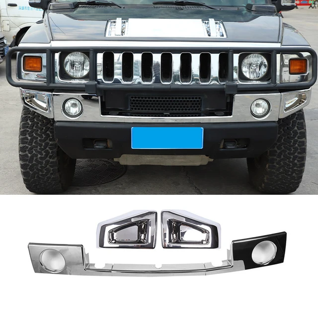 For H2 2003-2009 ABS Silver Car Front bumper lower trim strip Front fog lights Trim Cover Car Accessories