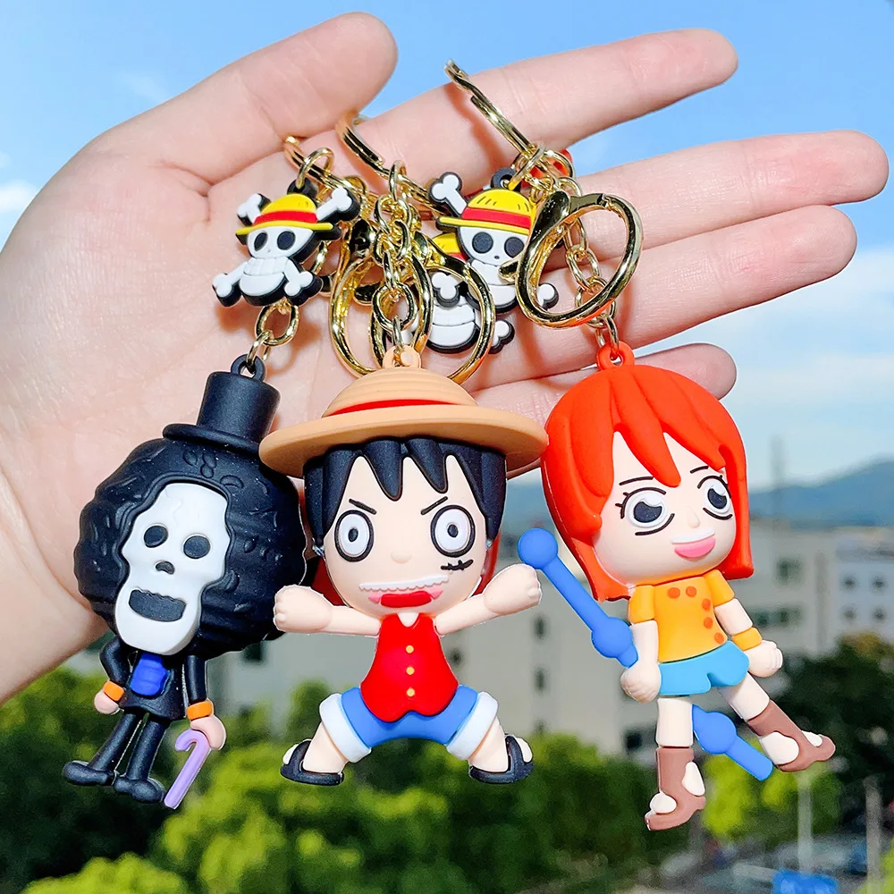 Anime One Piece Keychain Metal Keyring 5pcs/set Cartoon Figure