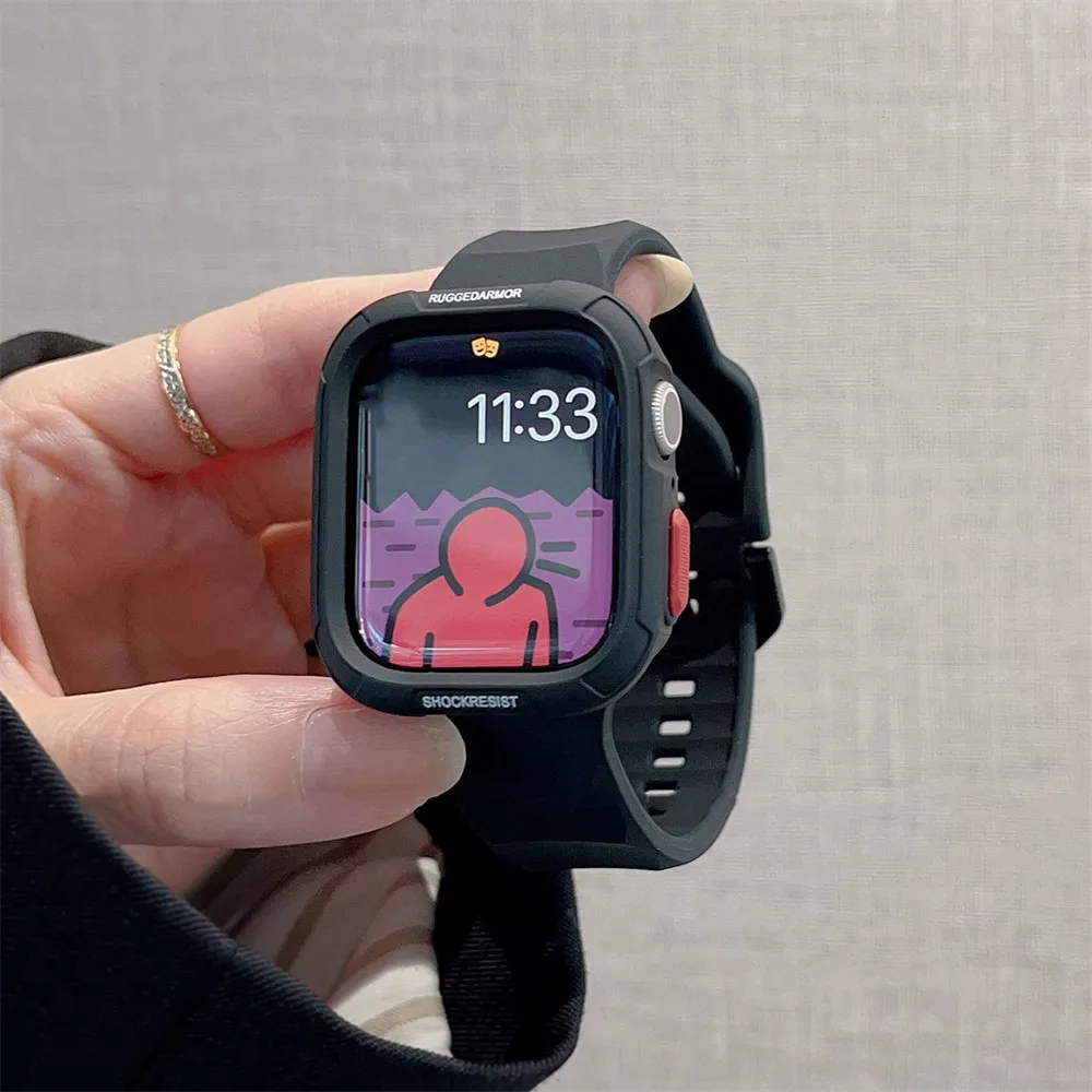 Premium Silicone Strap with TPU Protective Case