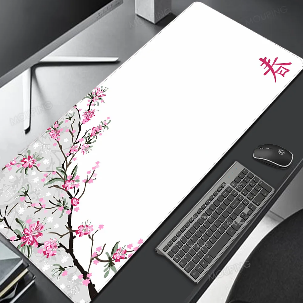 

White Sakura Gaming Mouse Pad Japanese Cherry Blossom Mousepad Laptop Gamer Mouse Mats Deskmat Computer Desks Office Accessories