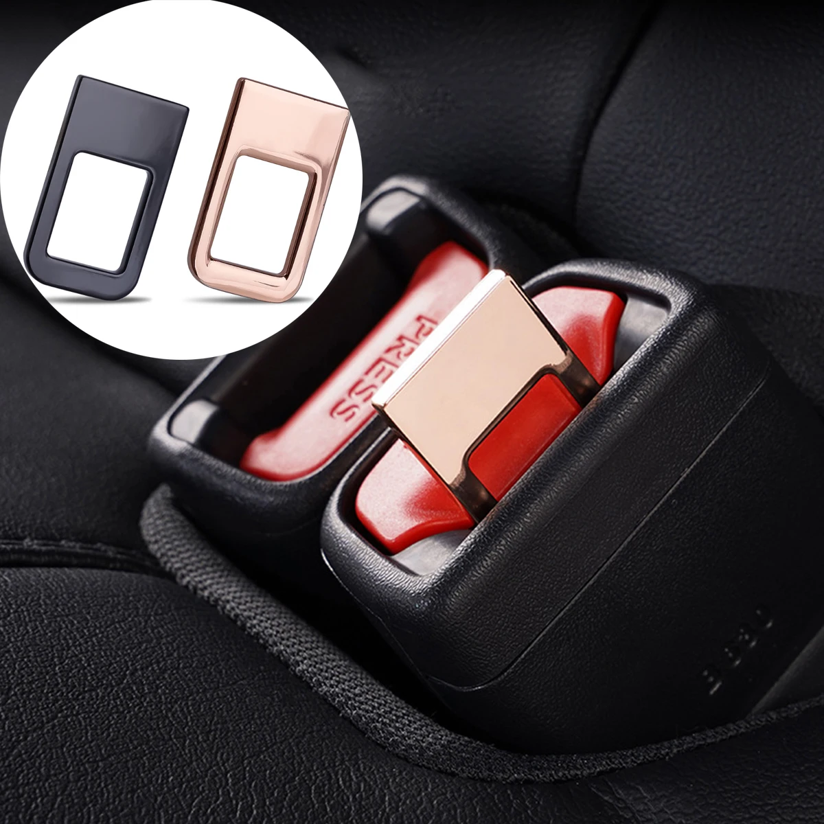 1pcs Car Safety Seat Belt Lock Buckle Head Clip Hidden Metal Seatbelt Plug Alarm Canceler