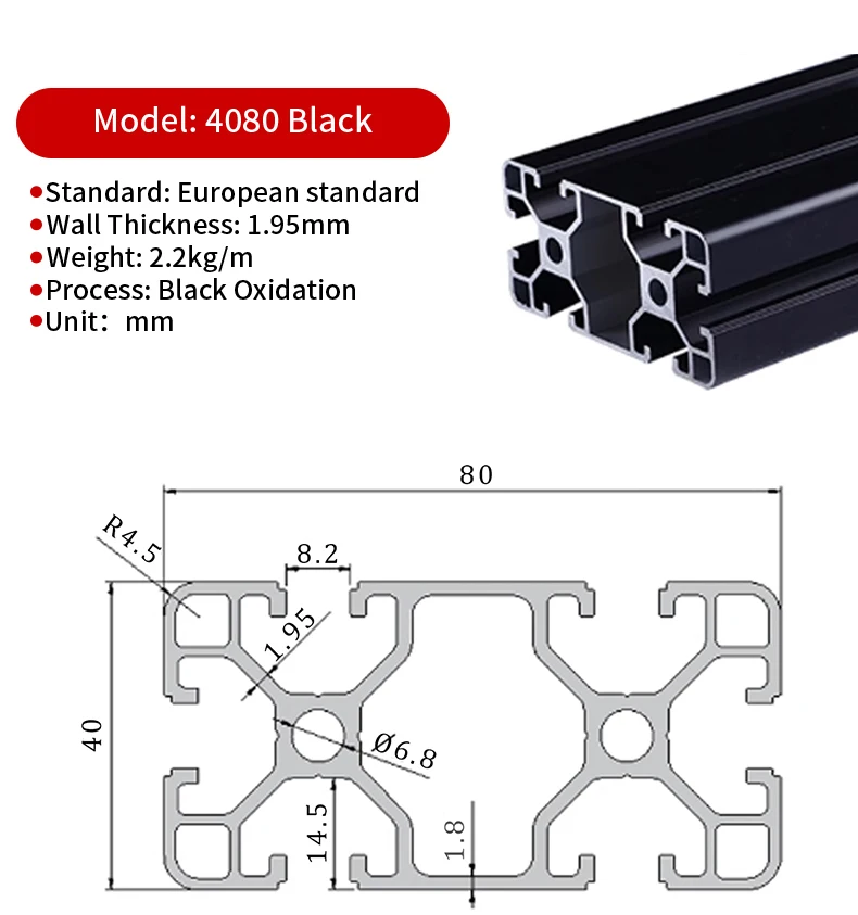 Industrielles Aluminiumprofil, europäischer Standard, 40er-Serie/80-Serie/100-Serie, automatisches Montagelinieprofil – Detail 16