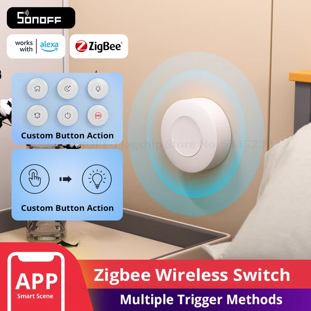 SONOFF SNZB-01P Zigbee ไร้สายปุ่มสวิทช์สมาร์ทฉากสวิทช์ Home Automation สําหรับ eWeLink APP Alexa Smartthings 1