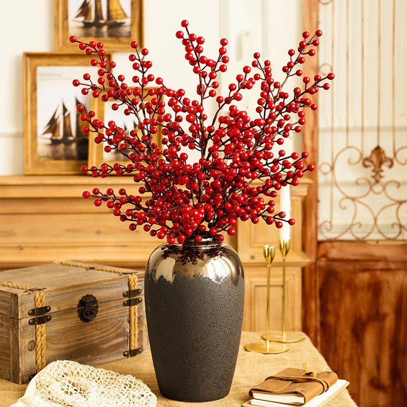 Artificial Red Holly Branch 25