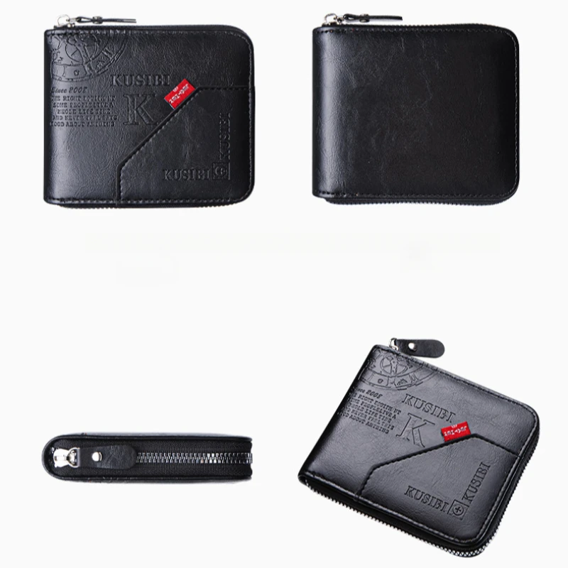 2025 Men Short Zipper Wallet Vintage PU Leather Men Short Credit Card Holder Wallet with Coin Pocket, Multifunctional Coin Purse 6