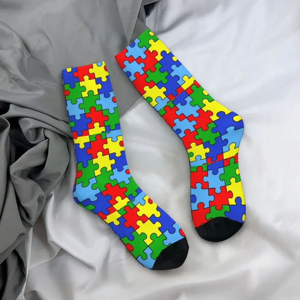 Y2K Autumn Winter Crazy Design Men'S Women'S Autism Puzzle Pieces Ribbon Awareness Breathable Basketball Socks 8 Sb6f301c45e274a2a8e5b2427c437f8edc