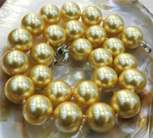 

16mm Golden South Sea Shell Pearl Necklace 18inch AAA+