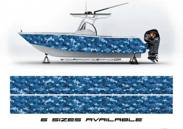 Camouflage Sea Blue Graphic Boat Vinyl Wrap Decal Fishing Pontoon All Boats  - AliExpress