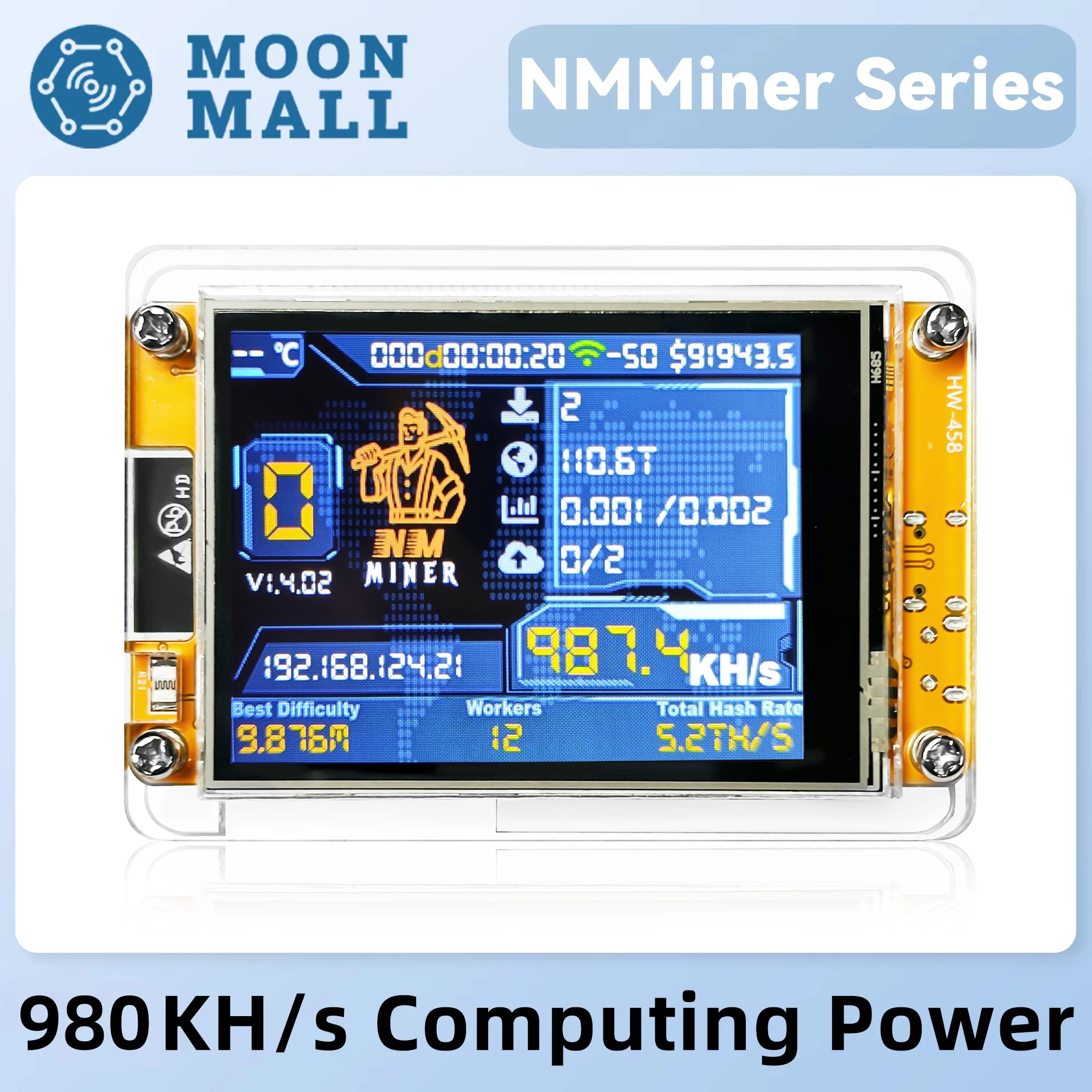 Bitcoin Miner Bitcoin Lucky Miner NerdMiner V2 NMMiner Hashrate 980KH/s ESP32 2.8 inch Smart Display Crypto Solo Lottery ESP32-2432S028R WROOM