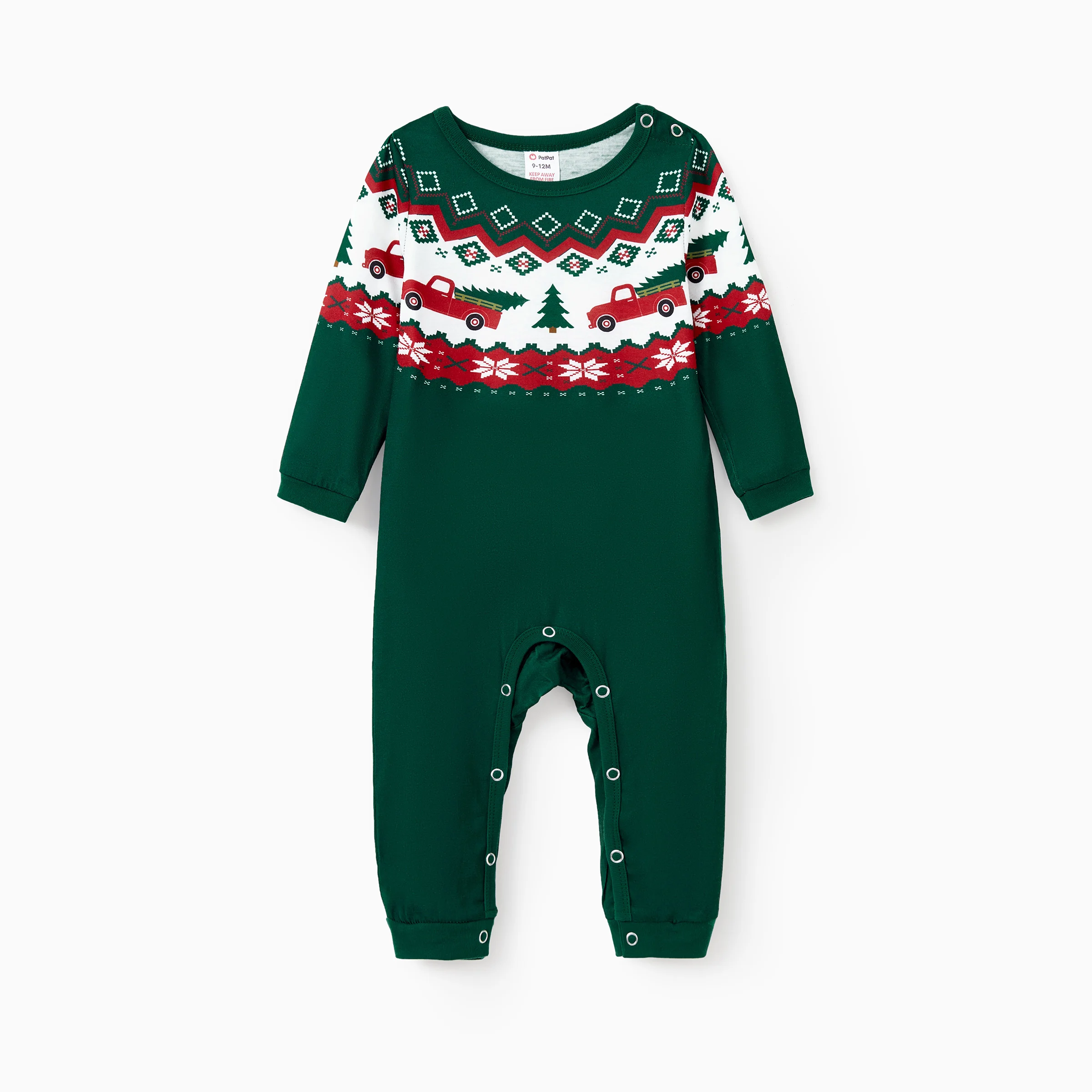 thumbnail image 4 of Conjunto de pijama de árbol de Navidad verde de PatPat, conjunto de ropa familiar a juego, mangas largas, 4 of 5