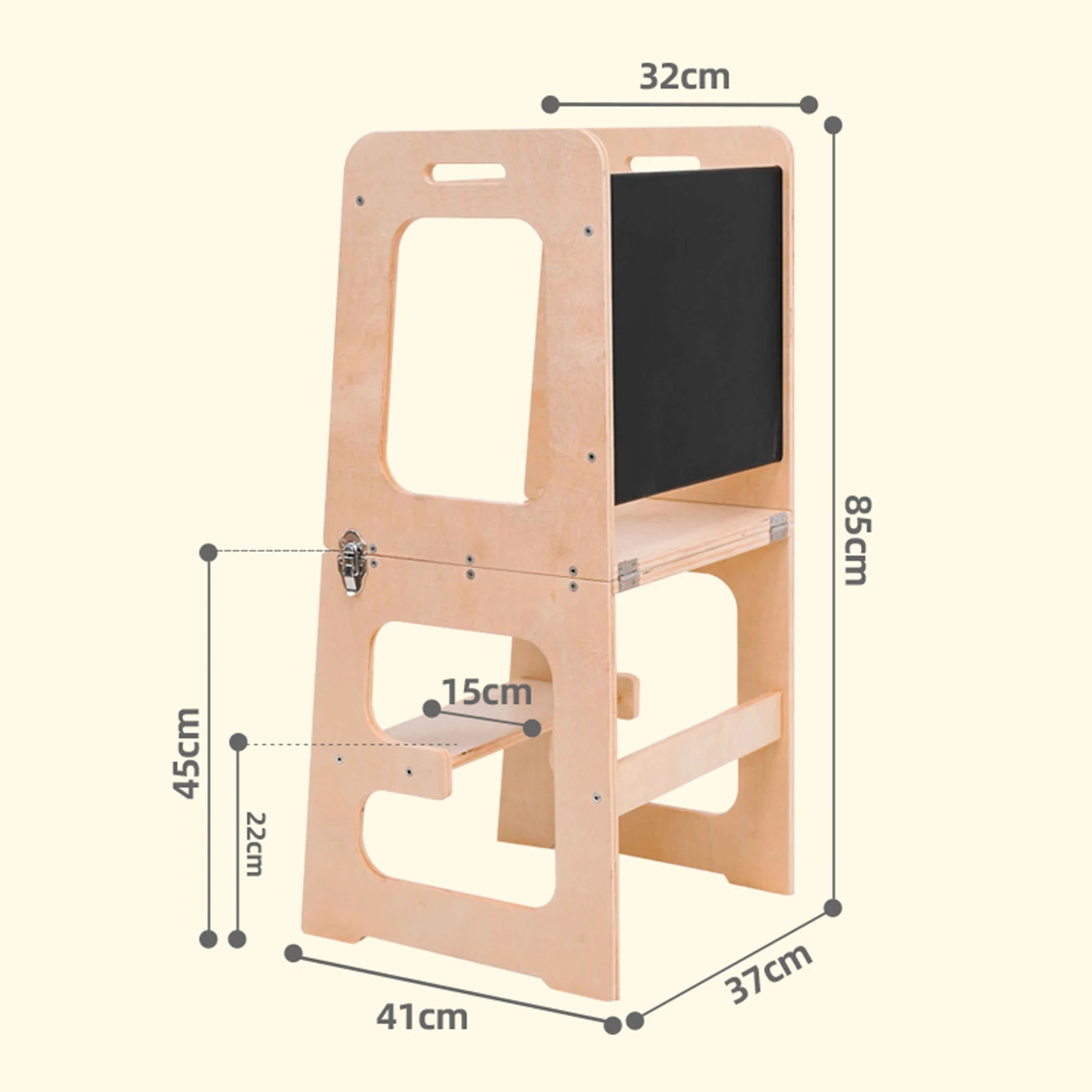 The Folding Learning Tower for Toddlers | Montessori Kitchen Helper - Xiha Toy White + Chalkboard