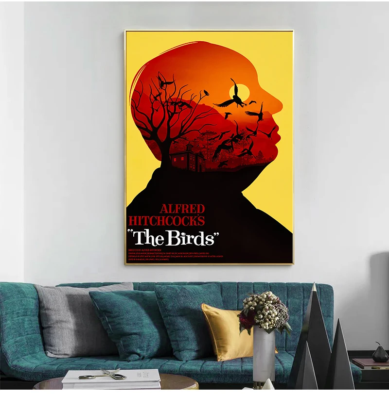 Description Picture 3 of itemMovie Film Retro Vintage Poster Decorative Wall Sticker Canvas Painting Home Art Home Decor Gift The Birds 1963 Alfred Hitchcock