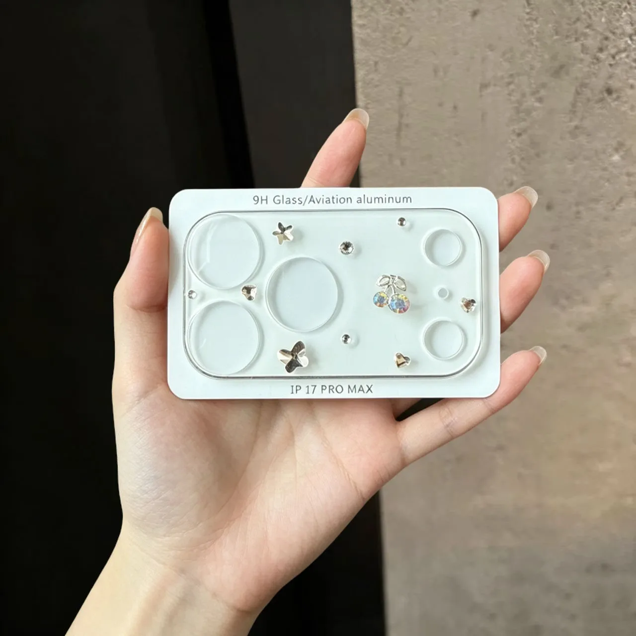 Ins Korean Cute Glitter 3D Rhinestone Colorful Cherry Lens Film for iPhone 17Pro 17 Pro Max Full Cover Glass Camera Protector 2