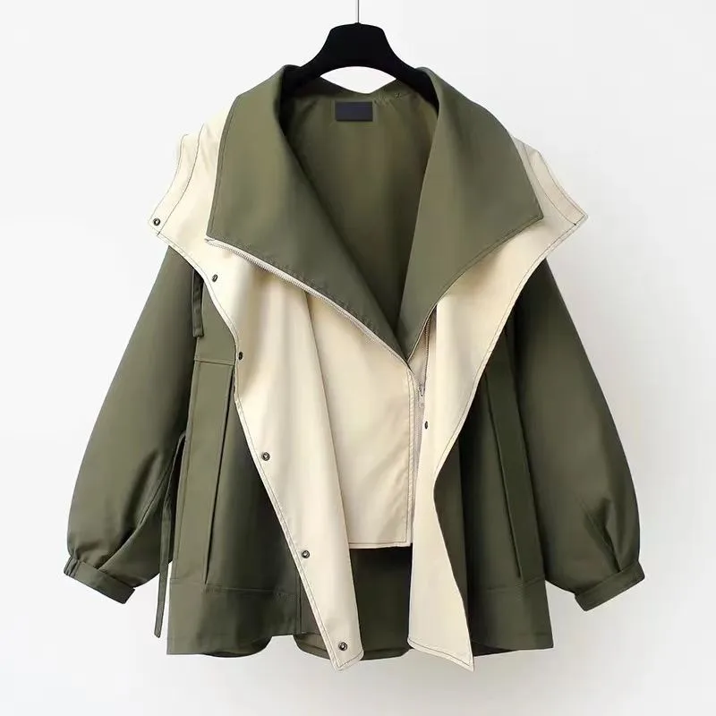 Waist Collection Mid Length Trench Coat 2023 New Korean Version New High-end Women's Spring and Autumn Casual Fashion Work Coat spring and autumn new mid length british style popular korean version loose color matching coat coat tide