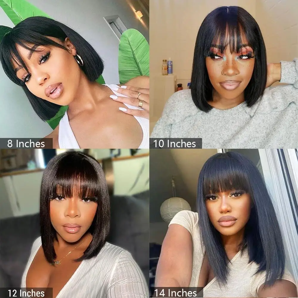 150% Density Glueless Short Bob Wig Glueless Wig Human Hair 3X1 Middle Part Lace Straight Bob Human Hair Wigs With Bangs