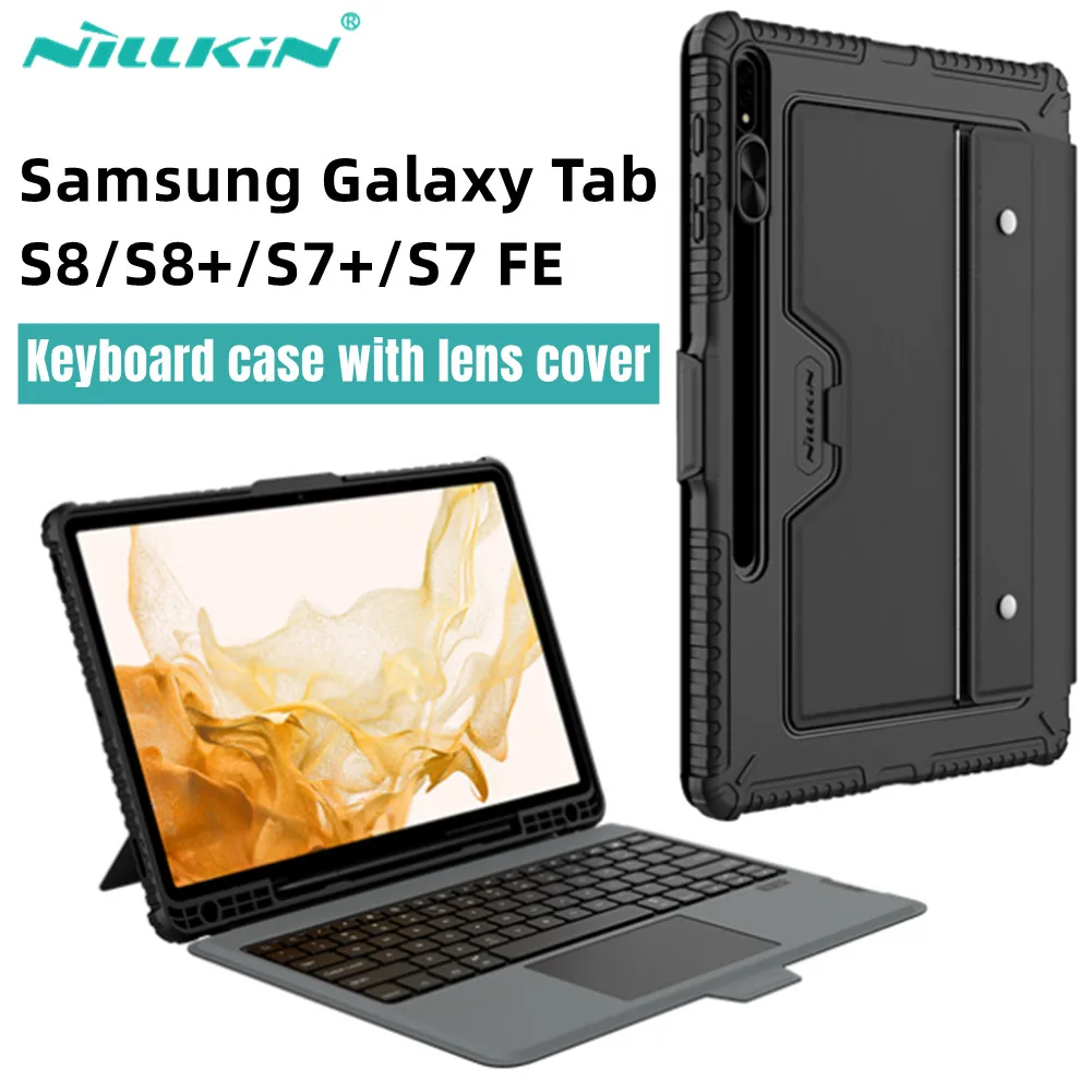 Nillkin para Samsung Galaxy Tab s8 Capa de Teclado Tablet Bluetooth Teclado Touchpad Capa Inteligente para Galaxy Tab s8 Plus Tab s7 Plus Capa de Teclado Samsung Tab s7 fe Capa de Teclado