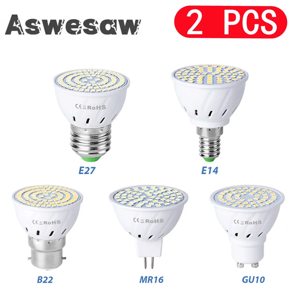 Фото Светодиодная лампа GU10 E27 E14 точечная Лампа 48 60 80LED s лампа 220 В GU 10 Светодиодная лампа MR16 точесветильник светильник B22 5 Вт 7 Вт 9 Вт №1