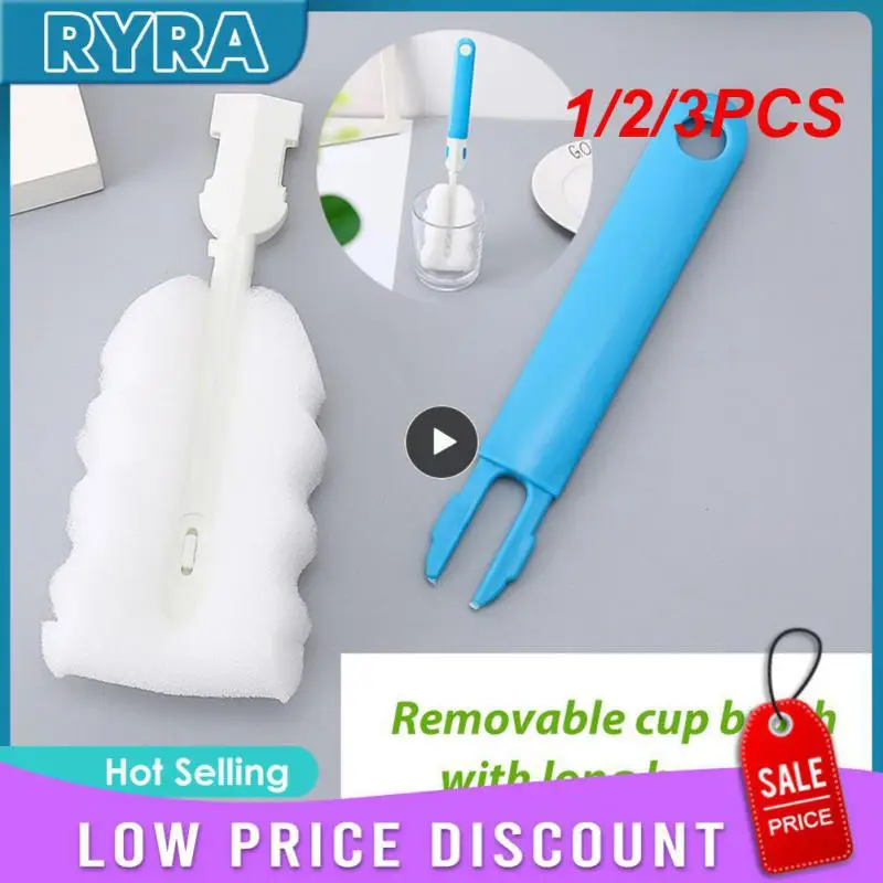 

1/2/3PCS Piece Long Handle Baby Bottle Brush Removable Soft Sponge Water Bottle Glass Brush Nontoxic Home Kitchen Cleaning Tool