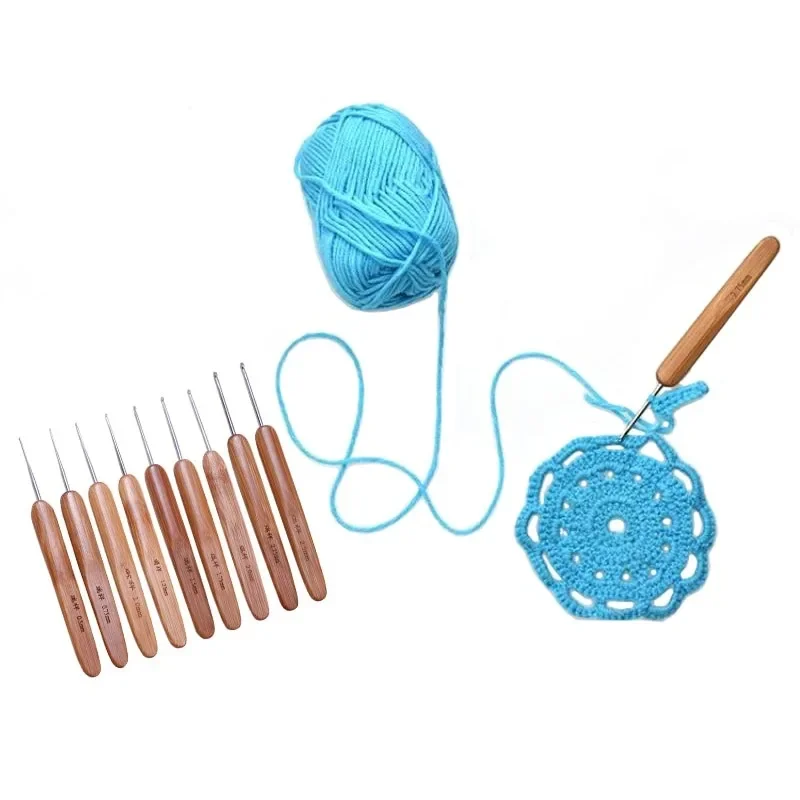 10pcs/Set 0.5mm-2.75mm Bamboo Knitting Needles Set Small Lace Knitting Hooks Set DIY Crochet Hooks Needles for Yarn Handle