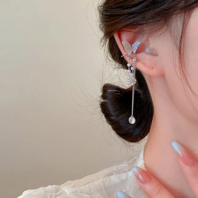 Fashion Three Layer Rhinestone Ear Cuff No Piercing Earrings 2023 Trendy  Shiny Zircon Long Tassels Ear Clip for Women Jewelry - AliExpress