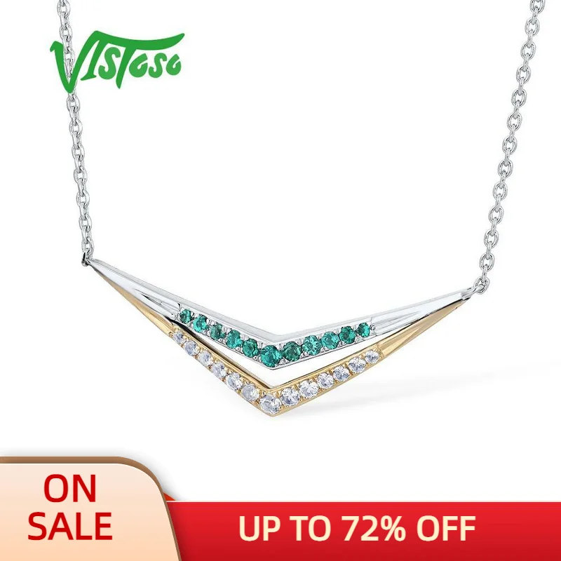 Emerald Sapphire Necklace Lab Created Emerald Necklace White Gold