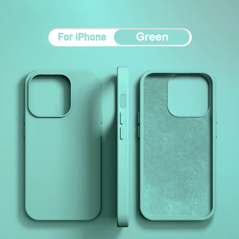 thumbnail image 1 of Funda protectora suave de silicona líquida de lujo para iPhone 15, 14, 13, 12, 11 Pro Max Plus, accesorios de teléfono mini 7, 8, XS, XR, X, 1 of 5