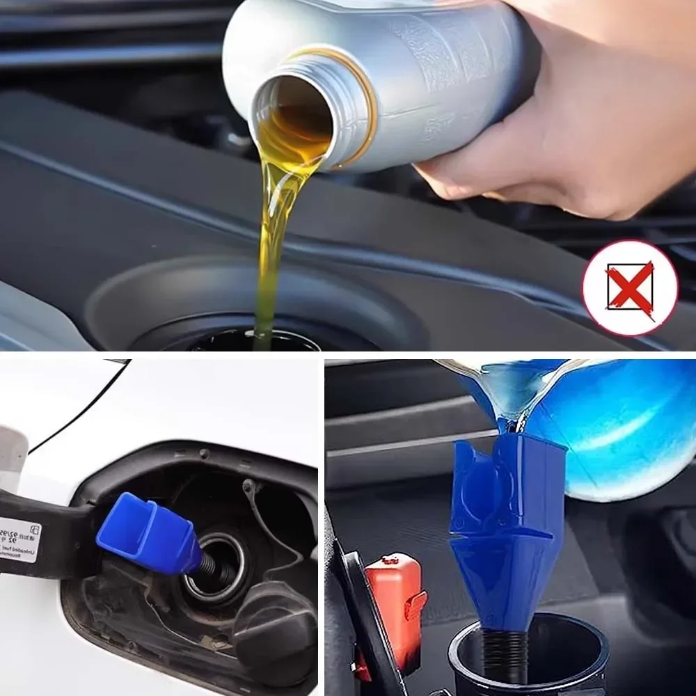 Motorcycle Refueling Funnel Telescopic Car Engine Oil Gasoline Filter Transfer Foldable Plastic Funnels Auto Accessories 3Pcs