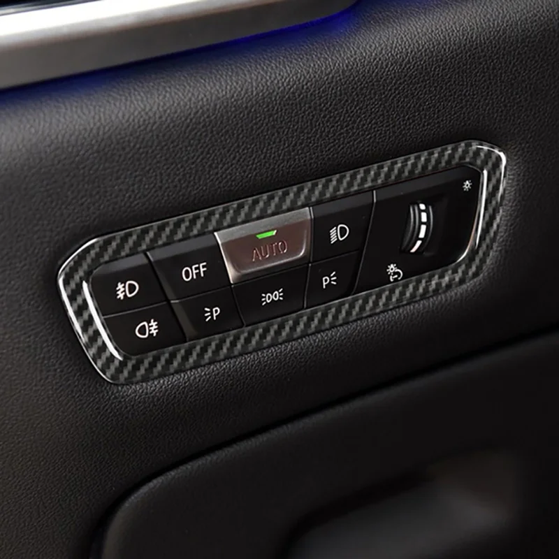 

Carbon Fiber Auto Headlight Inner Switch Buttons Frame Trim Cover Interior Decoration For X5 G05 X7 G07 2019-21 Car Accessories