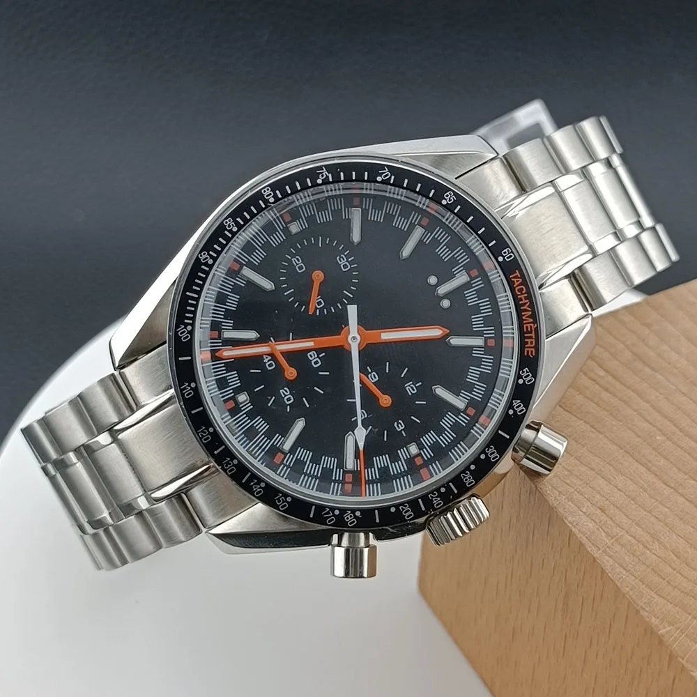 Black/Silver 39.7mm Steel Watch Case with Dial and Hands