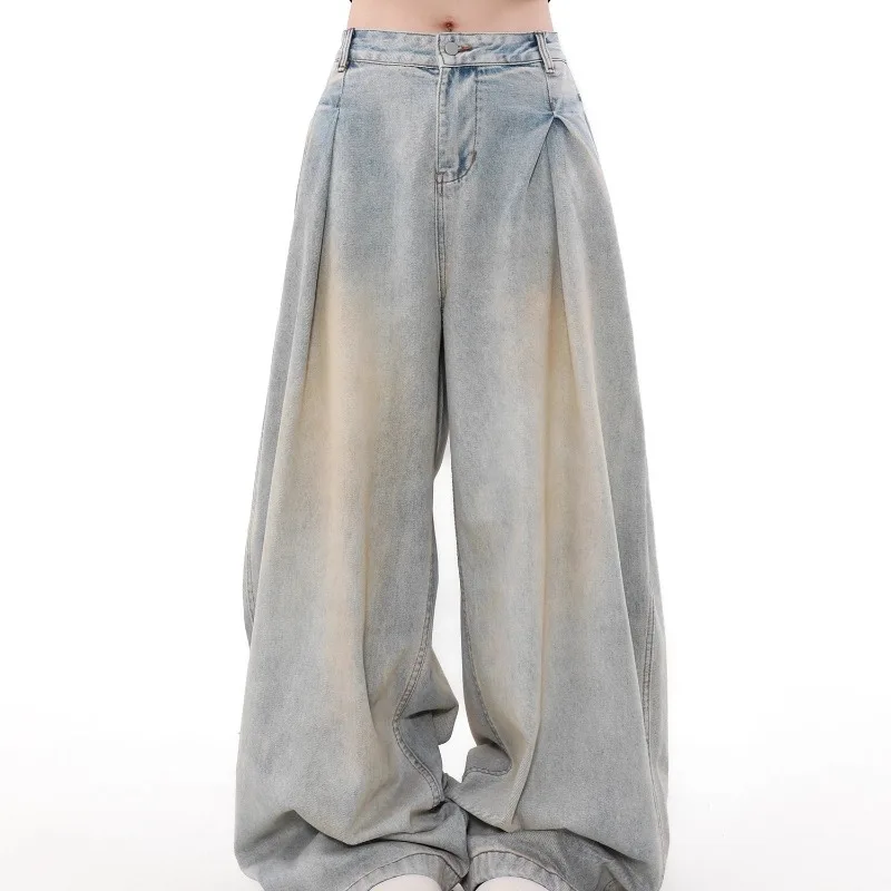 Y2K Harajuku Gradient Vintage Washed Baggy Jeans Women Streetwear Punk Hip Hop Loose Casual Joker High Waist Wide Leg Denim Pant 2