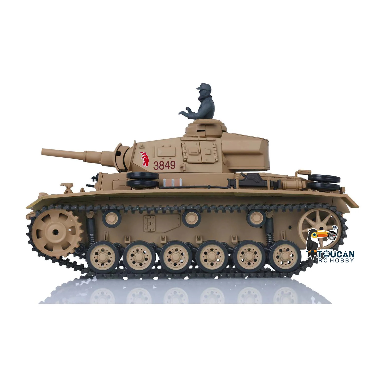 헝롱 1/16 스케일 7.0 플라스틱 독일 팬저 III H RTR RC 탱크 모델 3849 무선 조종 자동차 BB 슈팅 연기 유닛 TH17363