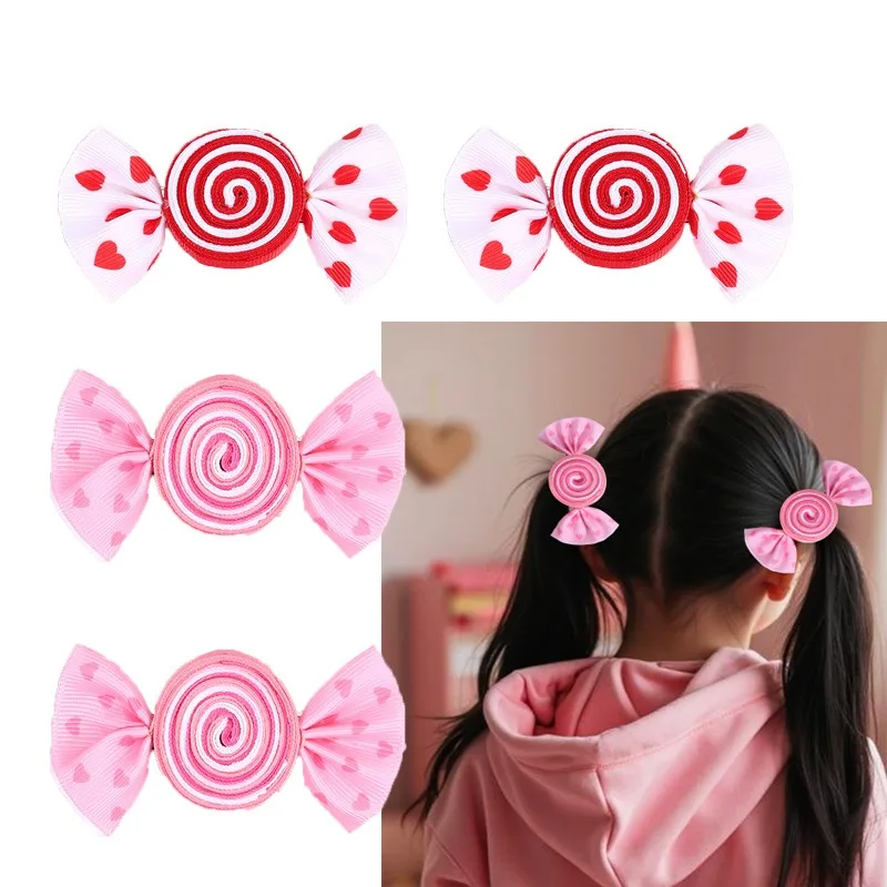 1 Paar Tages-Haarspangen für Kinder: Süße Herz-Schmetterlings-Haarspange mit Schleife – Niedliches Haar-Accessoire