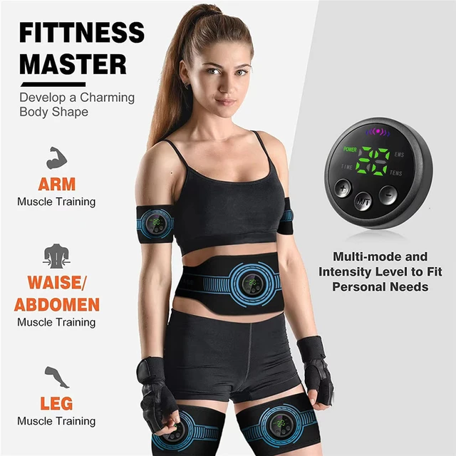 Ab Stimulator and Muscle Toner – ABS and Arms Muscle Stimulator, All-in-one  MHD TENS Portable Fitness Workout Equipment for Men and Women Black