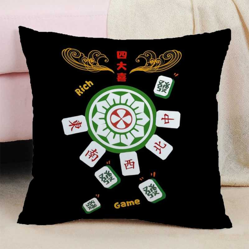 

Mahjong Decorative Pillowcase 50x50 Cushion Cover Cushions Home Decor Double-sided Printing Decoration Bedroom Car Decorations