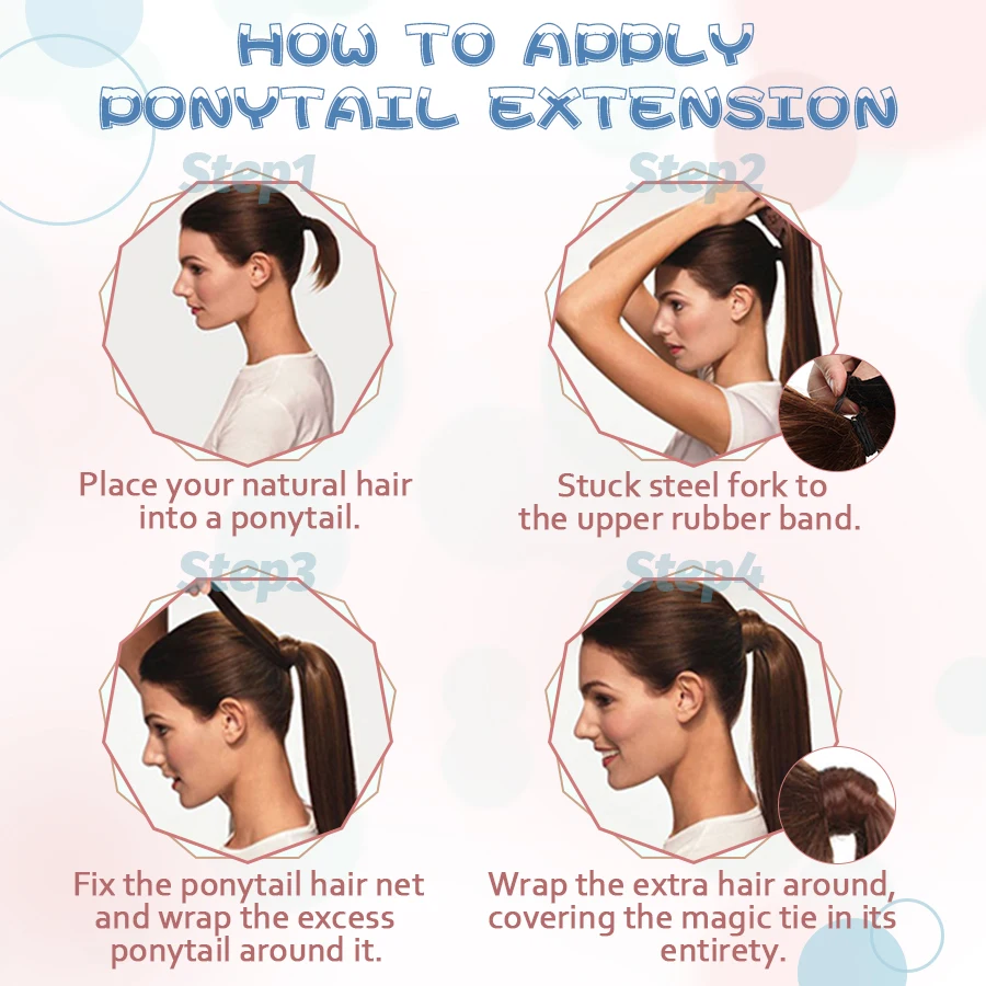 AW 12''-24'' Ponytail Human Hair Wrap Around Machine Remy Hair Extensions Brazilian Hair Extensions Clip Ins Blonde Brown Color