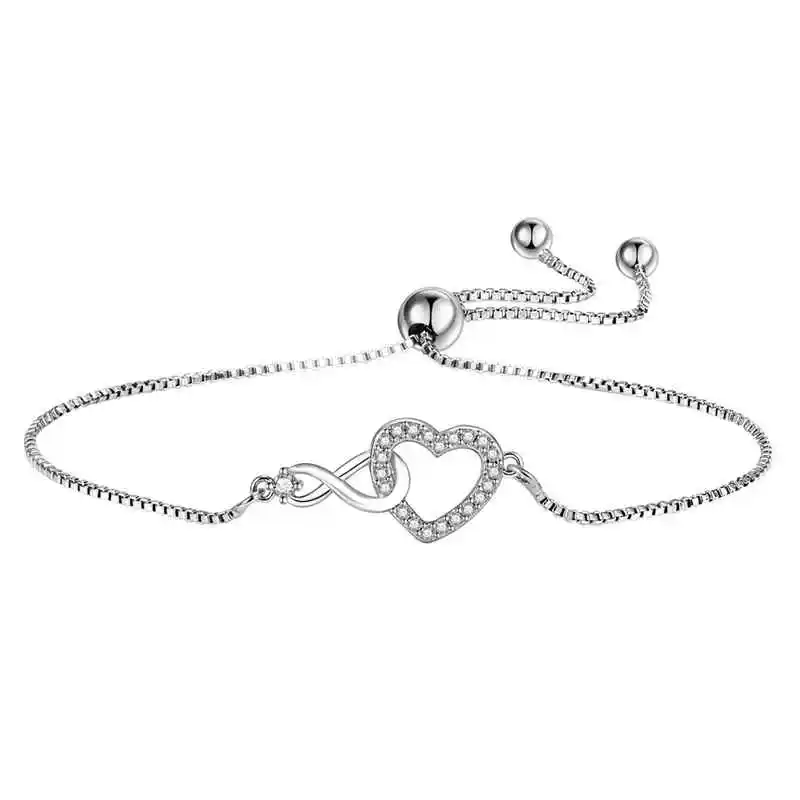 

925 Sterling Silver Heart Zircon Bracelets For Women Luxury Designer Jewelry Accessories Holiday Hifts Free Shipping Offers