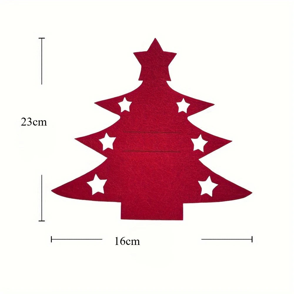 Festive Christmas Utensil Holder Set, Black Reindeer & Gray Star Fork Knife Covers for Holiday Table Setting, Dinner Party Decor