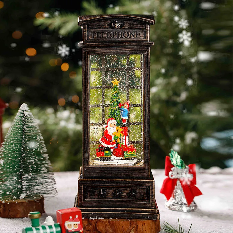 Christmas Carousel Old Man Tree Phone Booth Music Box Crystal Ball Octave Box Drifting Snow Children's Birthday New Year Gift 5