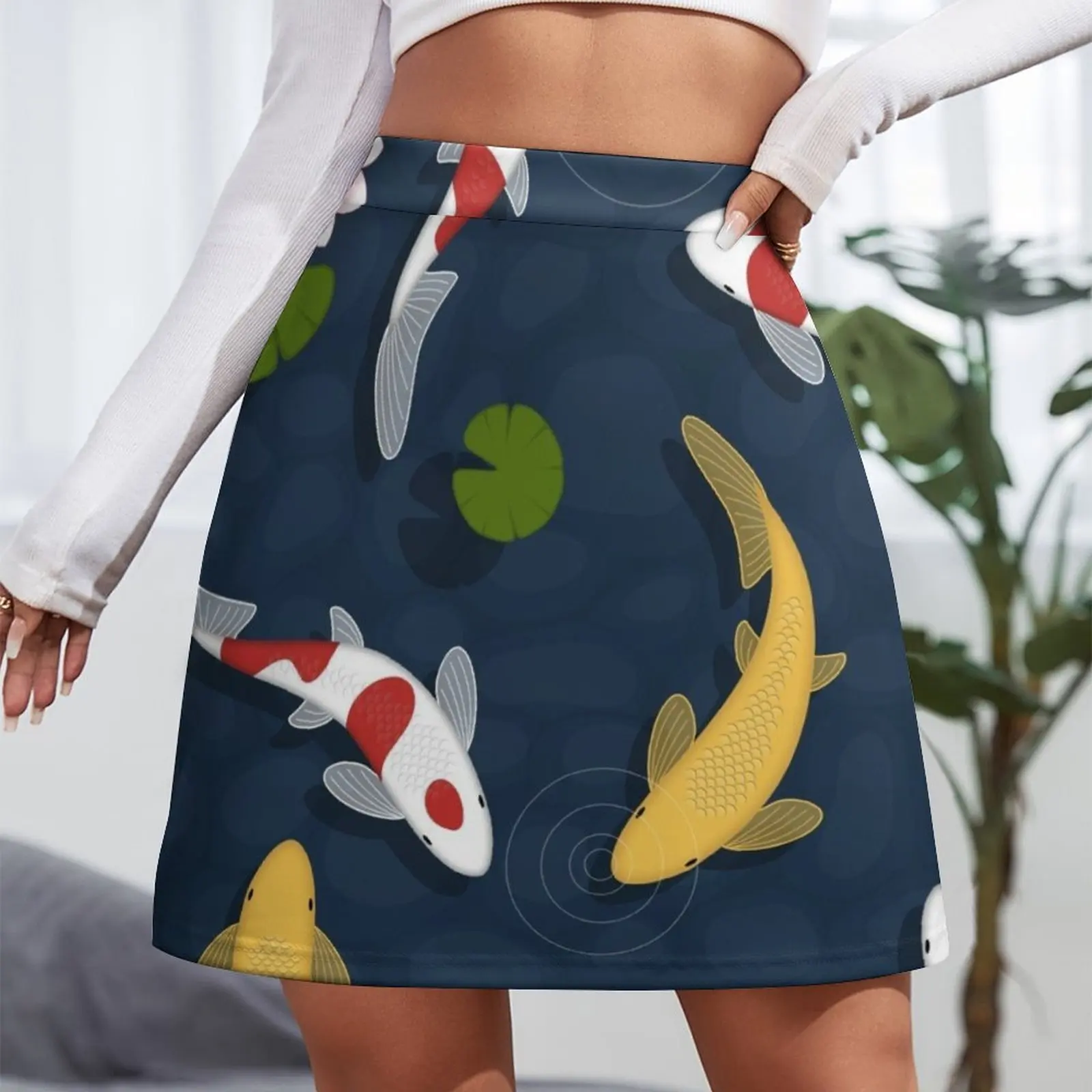 Japanese Koi Fish Pond Mini Skirt 90s vintage clothes women's skirts trend 2024