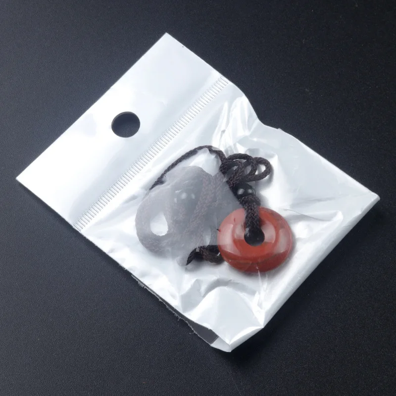 Natural Agate Stone 20mm Circle Donut Pendant Crystals Necklace Amulet Lucky Charm Healing Crystals