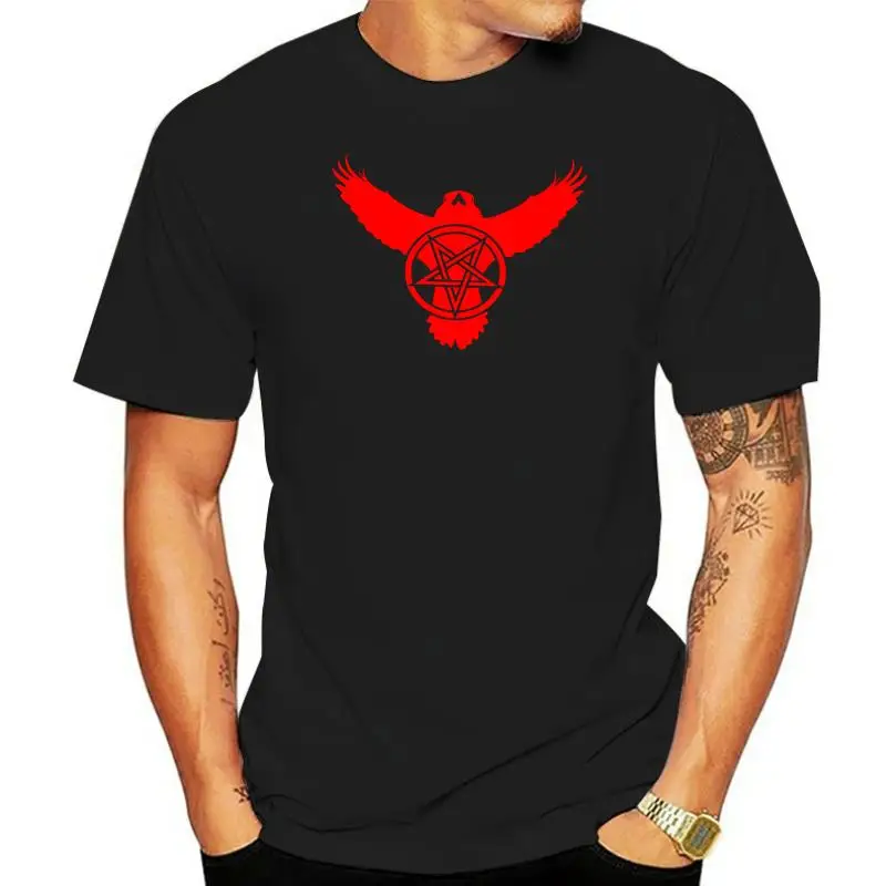 T-Shirt Pentagramma Corvo Mens S-3Xl Biker Metal Rock Goth Raven Satanic Satanist Slogan Maglietta Personalizzata