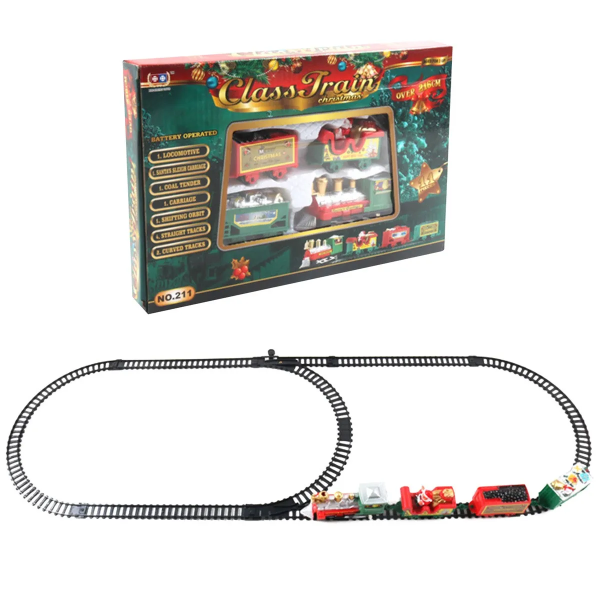 Christmas Ornaments Realistic Electric Train Set Easy To Assemble Safe For Kids Gift Party Home Xmas Tree Decoration