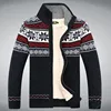 2021 Winter Sweater Male Thicken Fleece Men Cardigan Cotton Knitted Jacquard Men's Sweater coat Size S -3XL 1