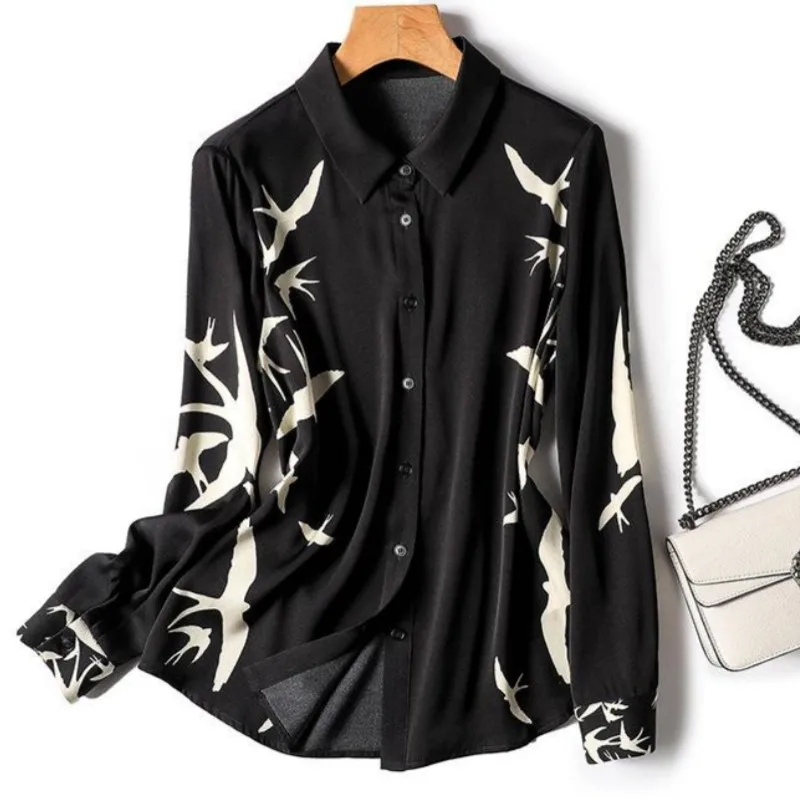 

Elegant Ladies' Shirts Luxury Women's Button-Down Tops Graceful Design Spring Summer Tops Blusa Mujer