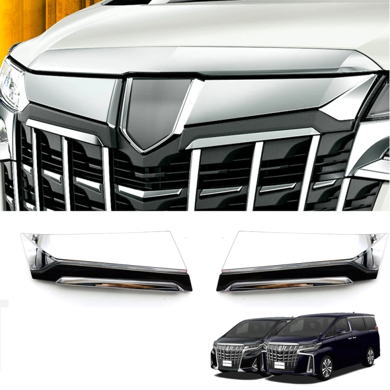 

For Toyota Alphard Vellfire AH30 2019 2020 ABS Chrome Car Front Engine Bumper Grill Upper Center Grille Cover trim Accessories