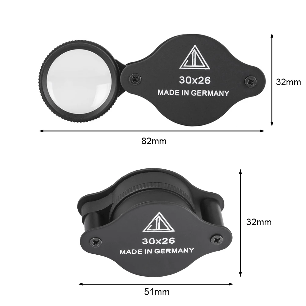 Folding Jewllery Loupe Portable Magnifying Glass Pocket Jewllery Magnifier Glasses 30X Magnification for Antique Appreciation