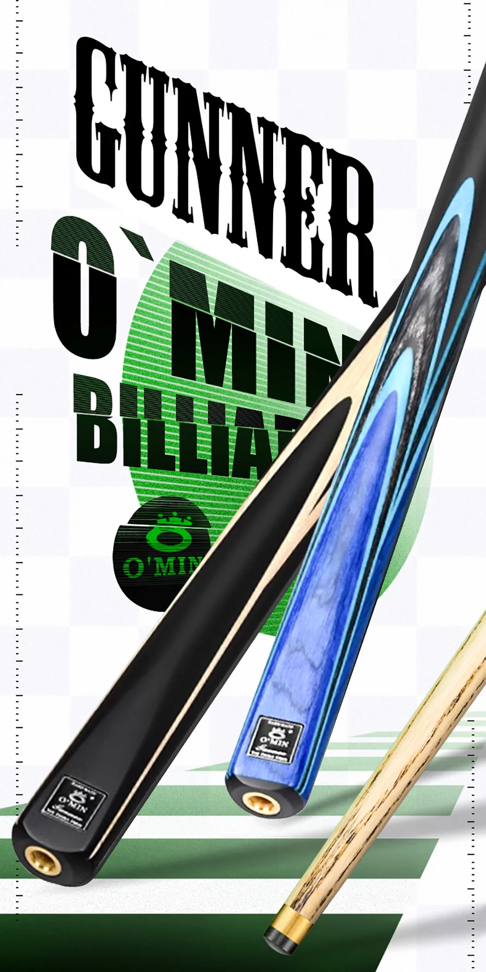 Description Picture 2 of itemO'Min Gunman 3/4 Split One piece Ash Shaft Snooker Cue 9.5/10mm Tip Professional Billard Stick Kit with Excellent Box Extension