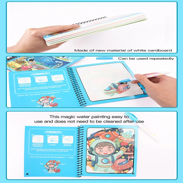 Magical Water Drawing Book Toys Variety of Themes Reusable Coloring Magic Water Drawing Book Early Education Toys for Children 4